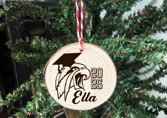 3.5"-4" Laser Engraved Wood Round Ornament