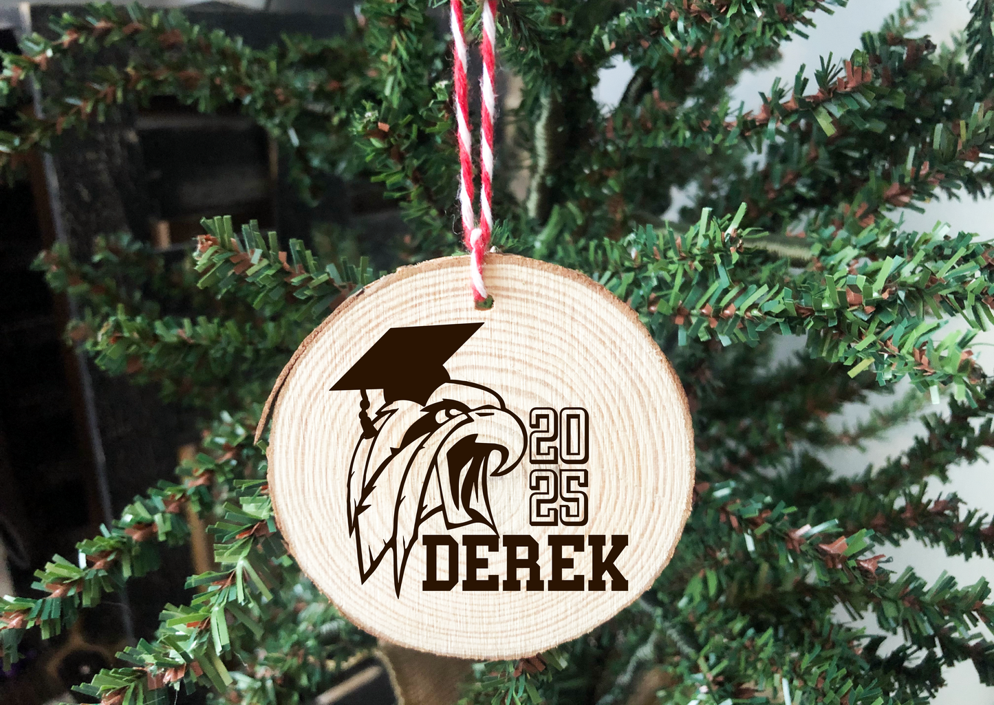 3.5"-4" Laser Engraved Wood Round Ornament