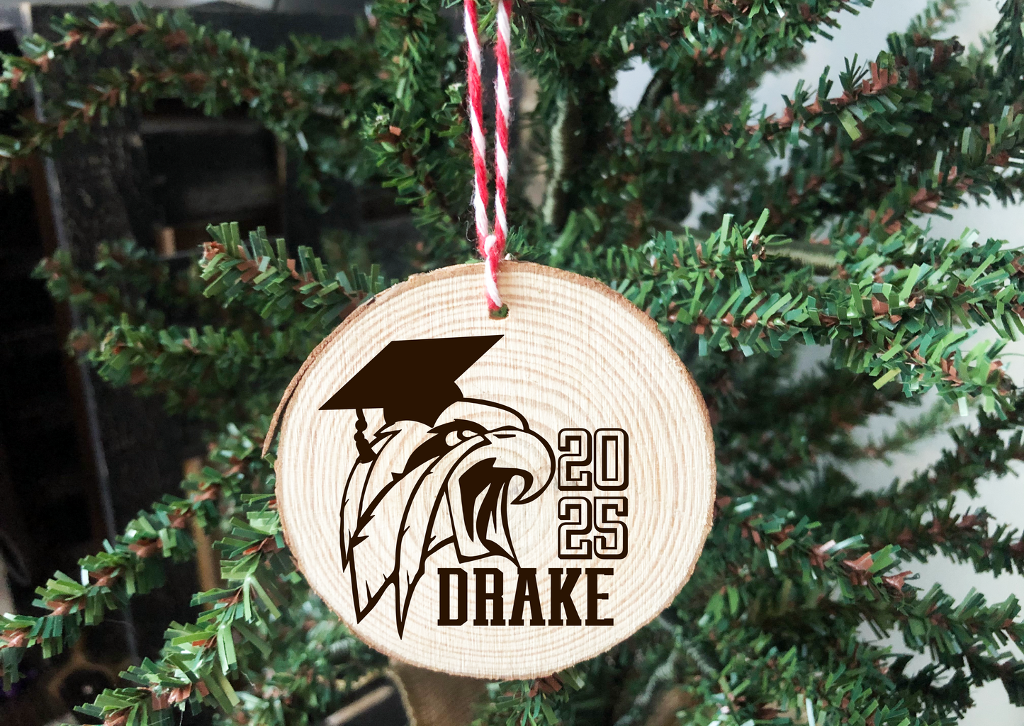 3.5"-4" Laser Engraved Wood Round Ornament